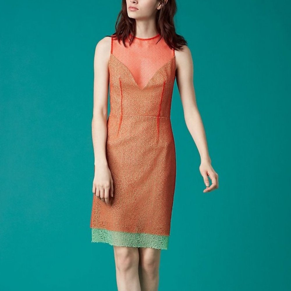 NWT Sleeveless DVF Dress  Red and Green Sz 14